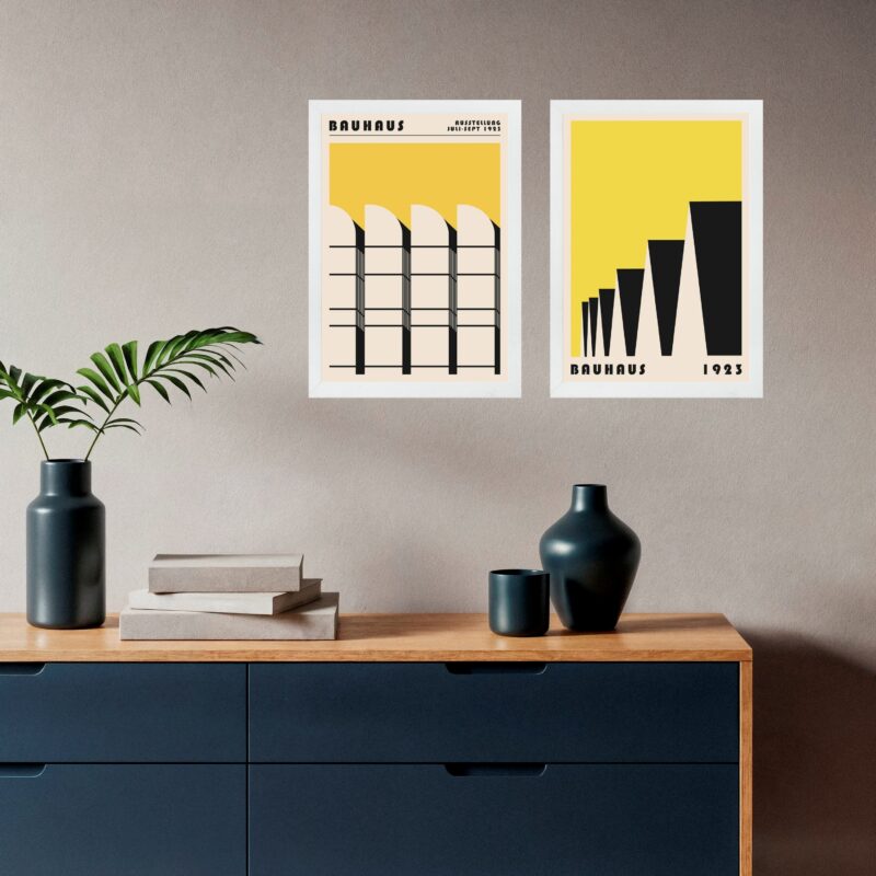 Kit 2 Quadros Arquitetura Bauhaus - Amarelo