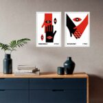 Kit 2 Quadros Decorativos Bauhaus - Mãos Dadas