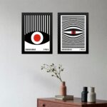 Kit 2 Quadros Decorativos Bauhaus Olhos Listras