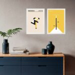 Kit 2 Quadros Esportes Corrida e Bike - Bauhaus Amarelo