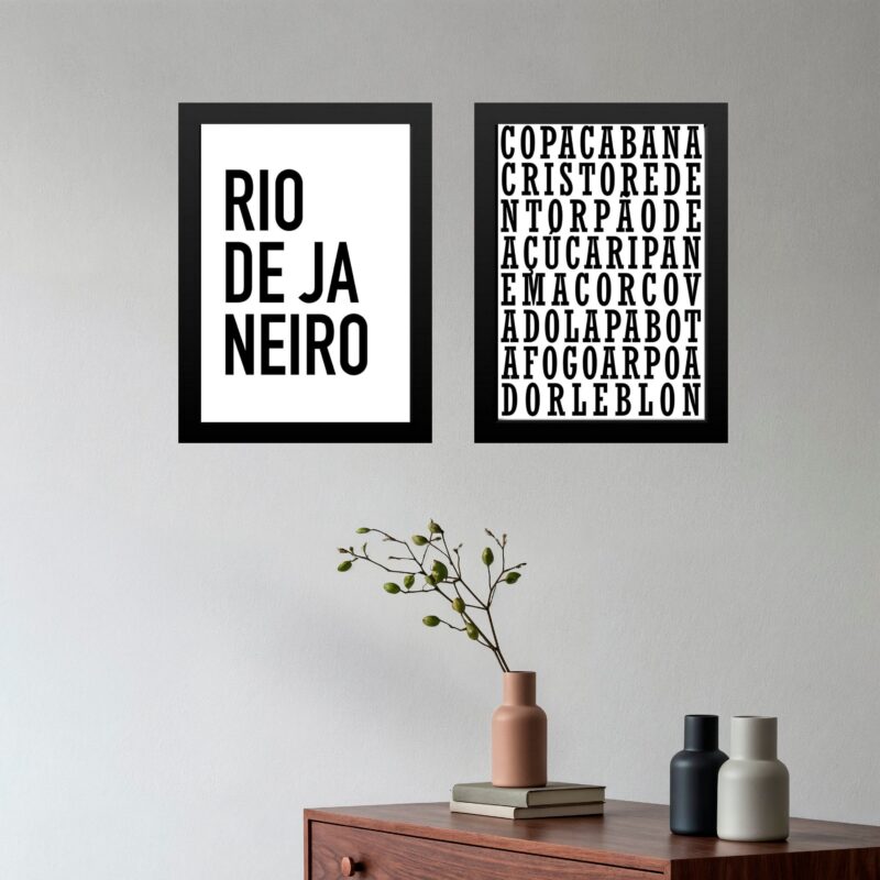 Kit 2 Quadros Minimalistas Rio De Janeiro - Caça Palavras