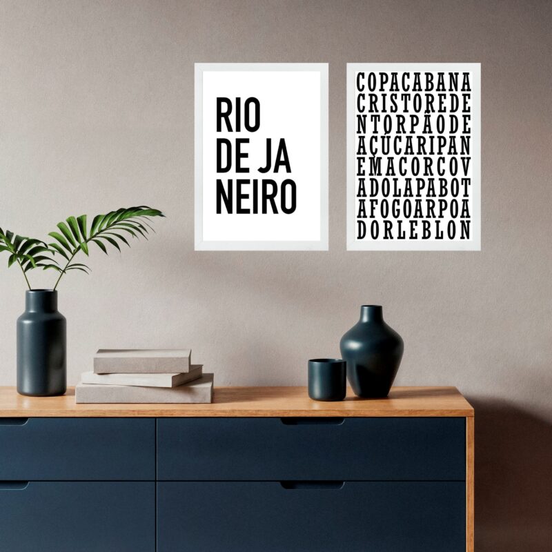 Kit 2 Quadros Minimalistas Rio De Janeiro - Caça Palavras