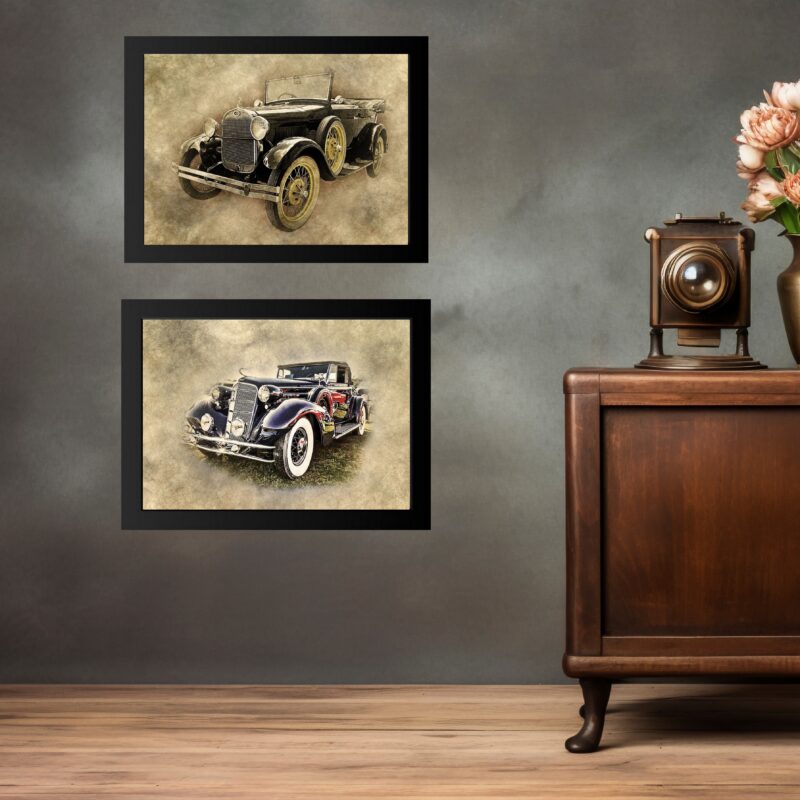 Kit 2 Quadros Retrô Vintage - Carros Antigos
