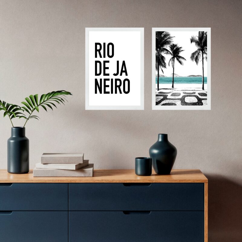 Kit 2 Quadros Rio De Janeiro - Tipografia e Fotografia