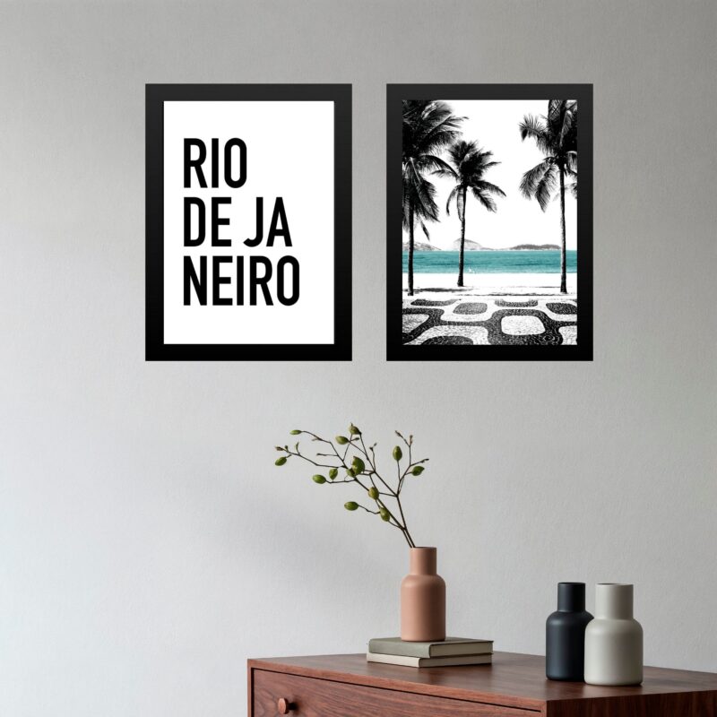 Kit 2 Quadros Rio De Janeiro - Tipografia e Fotografia
