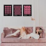 Kit 3 Quadros Artes Bauhaus Black and Pink