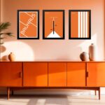 Kit 3 Quadros Artes Bauhaus Laranja Bicicleta