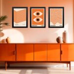 Kit 3 Quadros Artes Bauhaus Laranja e Bege - Olhos