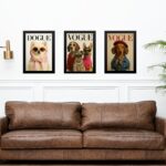Kit 3 Quadros Decorativos Cães Capa De Revista