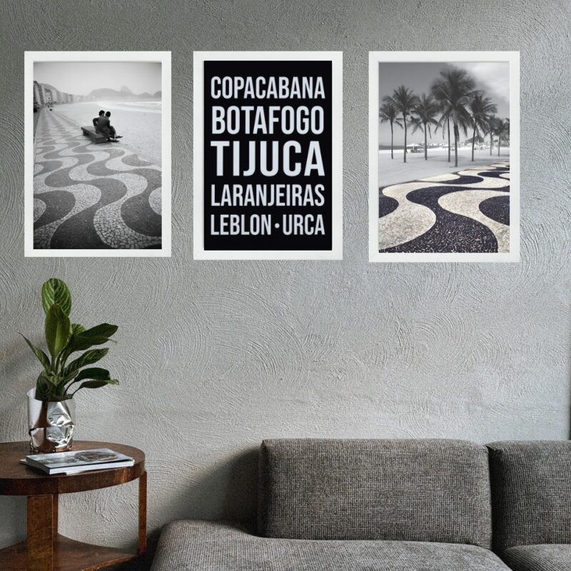 Kit 3 Quadros Rio De Janeiro - Bairros Zona Sul