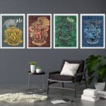 Kit 4 Quadros Grandes Escolas Harry Potter- 60x40 CM