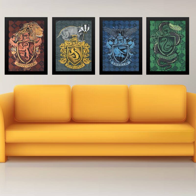 Kit 4 Quadros Grandes Escolas Harry Potter- 60x40 CM