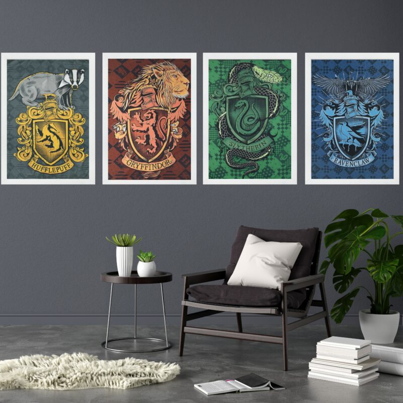 Kit 4 Quadros Grandes Escolas Harry Potter- 60x40 CM