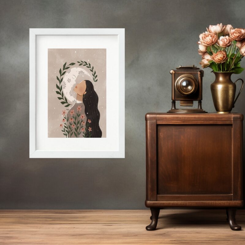 Quadro A Mulher e a Lua- 60x48 Cm