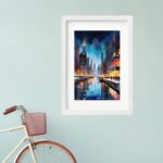 Quadro Aquarela Cidade Noite - 60x48 Cm