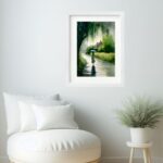Quadro Aquarela Paisagem Verde- 60x48 Cm