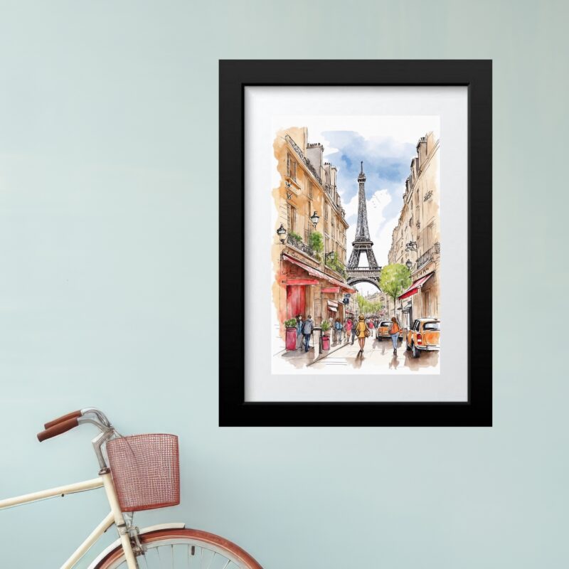 Quadro Aquarela Paris França - 60x48 Cm
