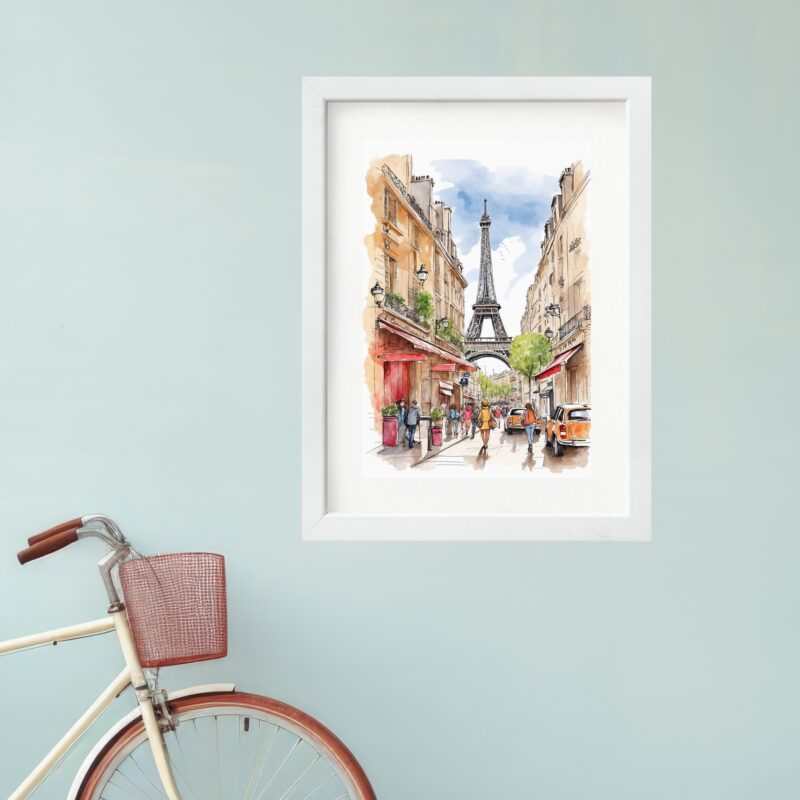 Quadro Aquarela Paris França - 60x48 Cm