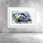Quadro Aquarela Piloto Motocicleta- 60x48 Cm