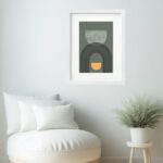 Quadro Arte Abstrata Arcos Boho Cinza- 60x48 Cm