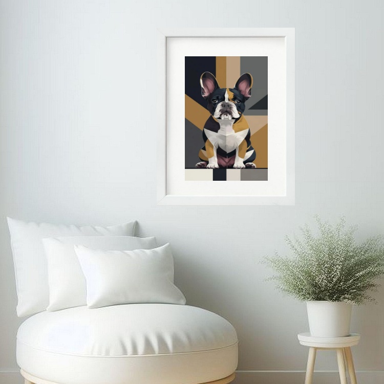 Quadro Arte Geométrica Bulldog Francês- 60x48 Cm