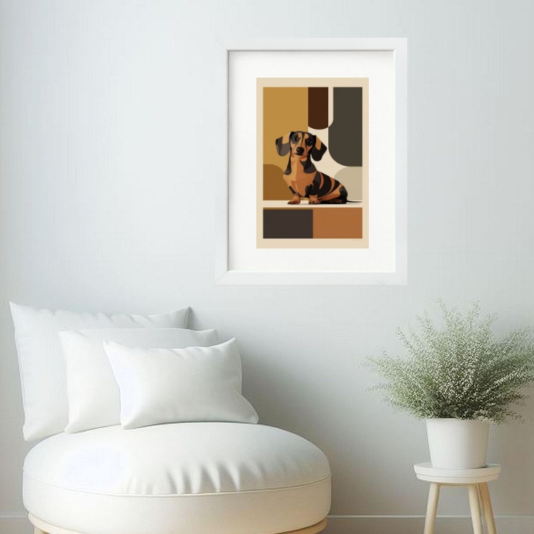 Quadro Arte Geométrica Dachshund- 60x48 Cm