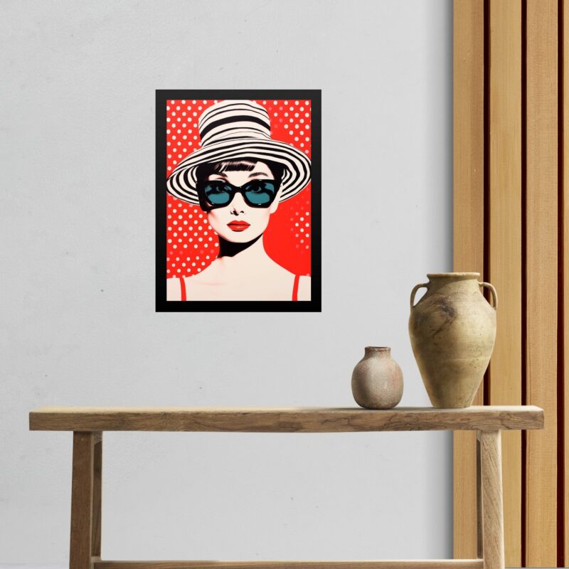 Quadro Audrey Hepburn Poá Vermelho