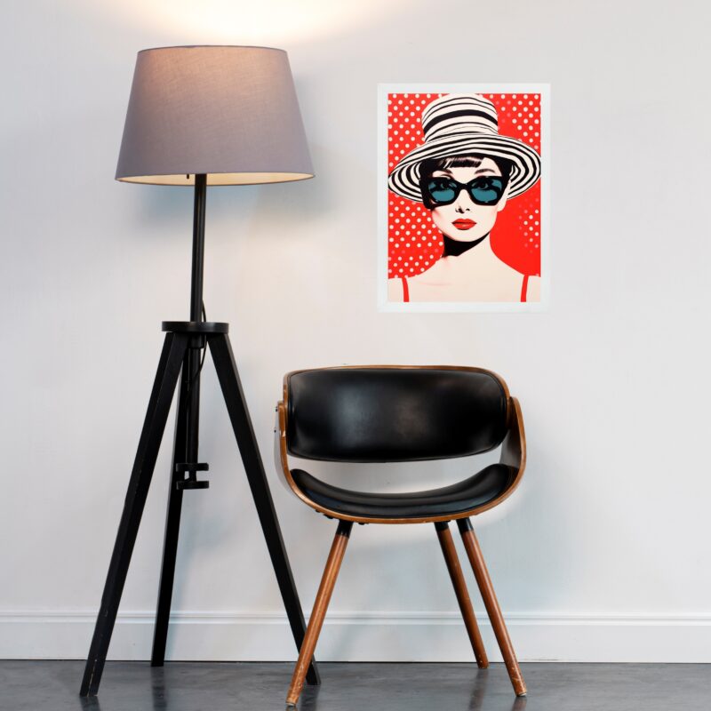 Quadro Audrey Hepburn Poá Vermelho