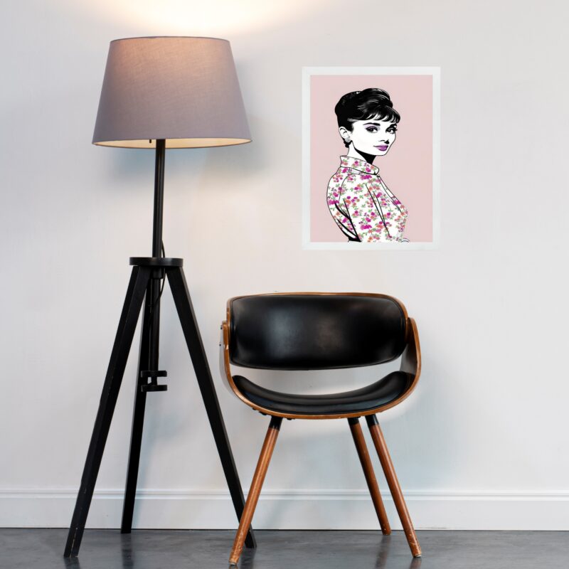 Quadro Audrey Hepburn Romântica Floral