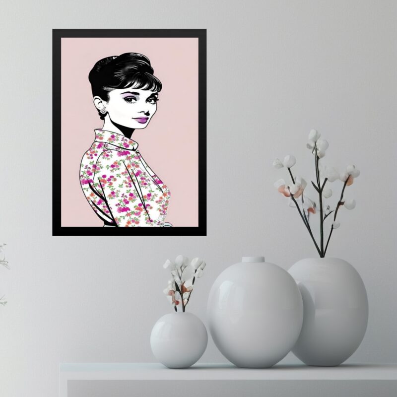 Quadro Audrey Hepburn Romântica Floral