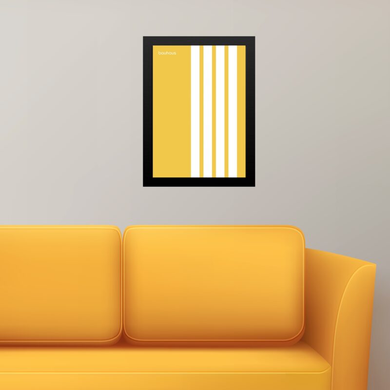 Quadro Bauhaus Amarelo e Branco - Linhas Paralelas