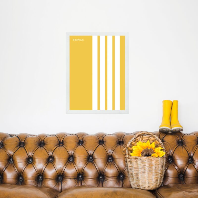 Quadro Bauhaus Amarelo e Branco - Linhas Paralelas