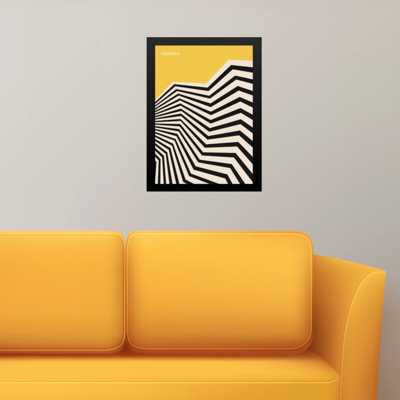 Quadro Bauhaus Amarelo e Preto- Curvas