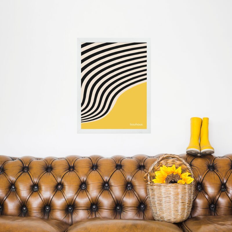 Quadro Bauhaus Amarelo e Preto - Curved Sinuosity