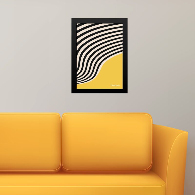 Quadro Bauhaus Amarelo e Preto - Curved Sinuosity