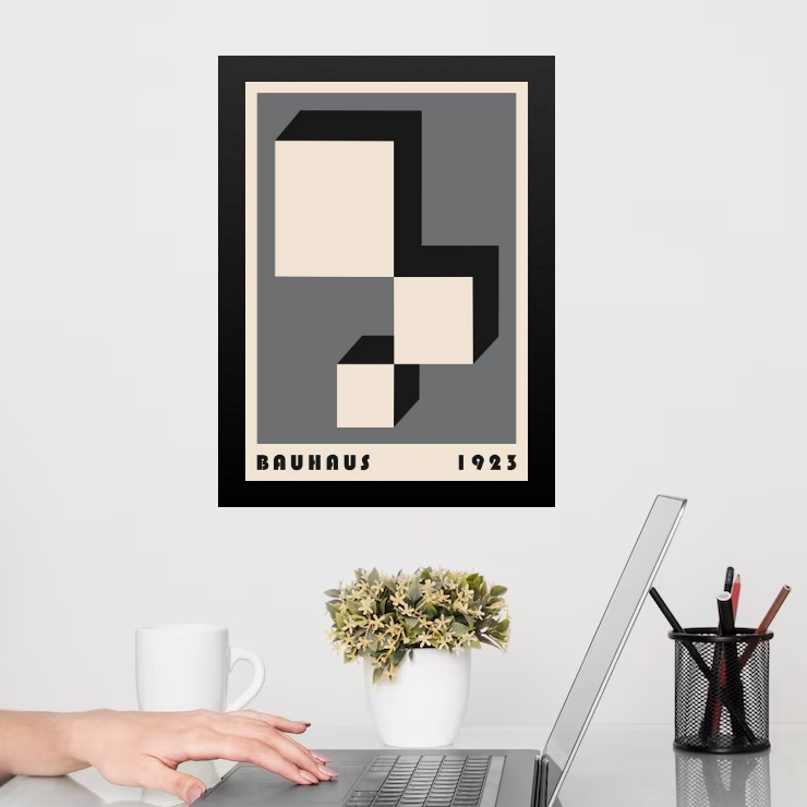 Quadro Bauhaus Cinza -Descending Blocks
