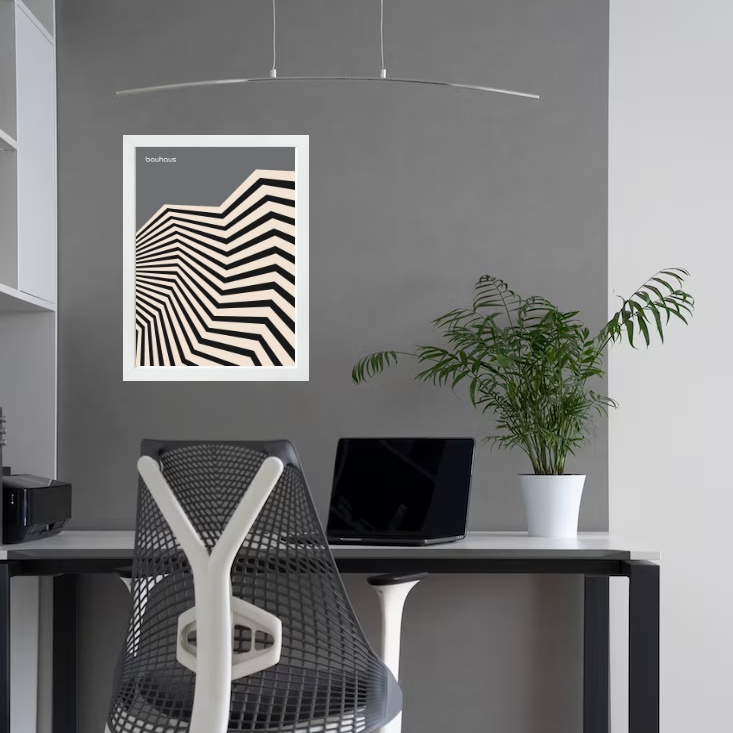 Quadro Bauhaus Cinza Preto - Angulos