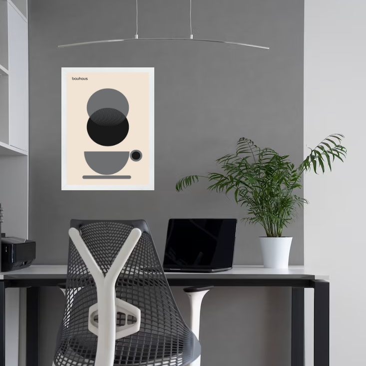 Quadro Bauhaus Cinza Preto Bege - Café