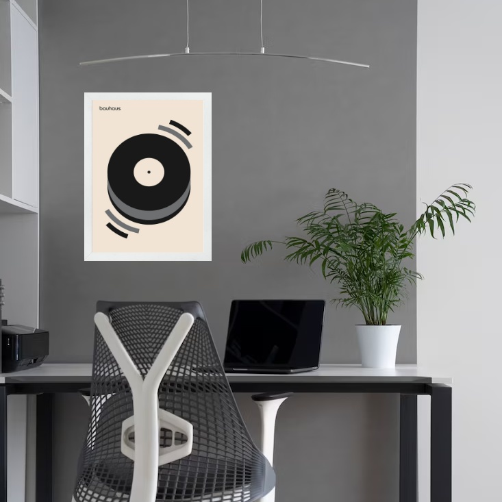 Quadro Bauhaus Cinza Preto Bege - Música