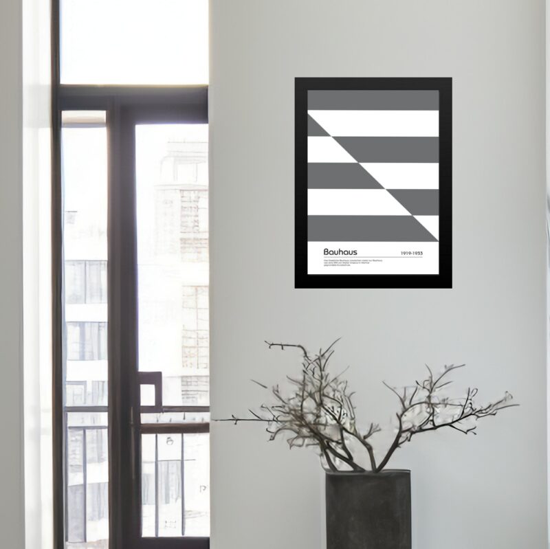 Quadro Bauhaus Cinza e Branco - Slipped Bands