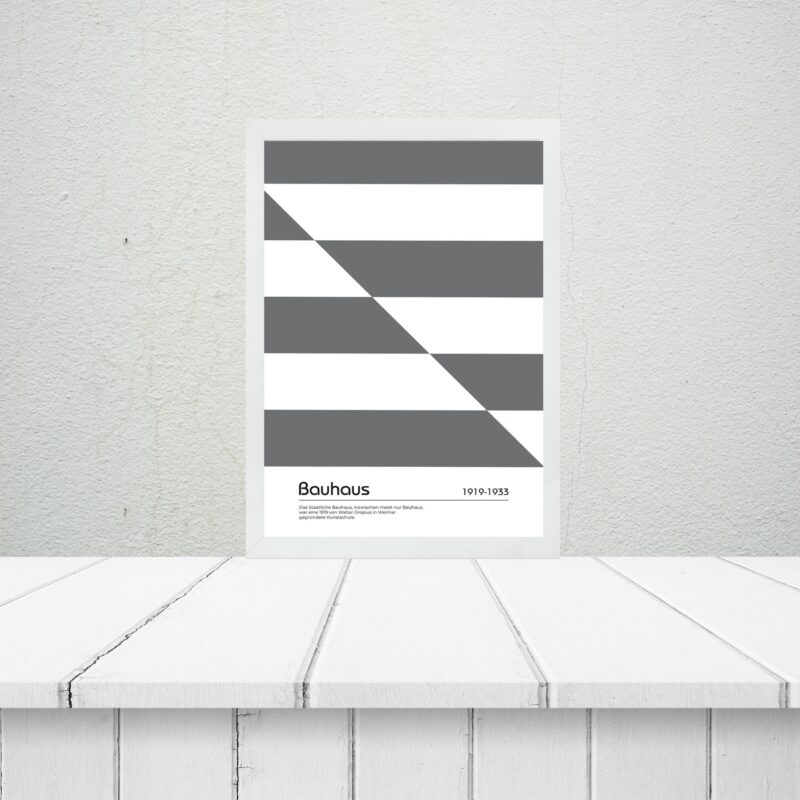 Quadro Bauhaus Cinza e Branco - Slipped Bands