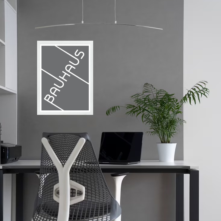 Quadro Bauhaus Cinza e Branco - Tipografia