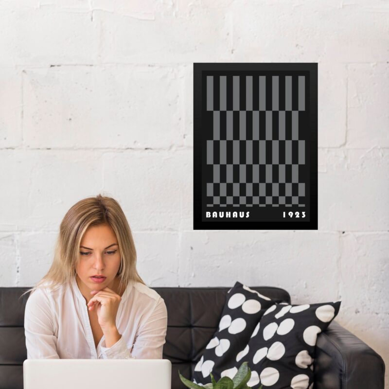 Quadro Bauhaus Cinza e Preto - Rolled Rectangles