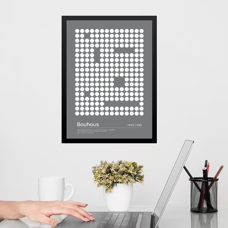 Quadro Bauhaus Grey Geometric Poster - Dot Wall