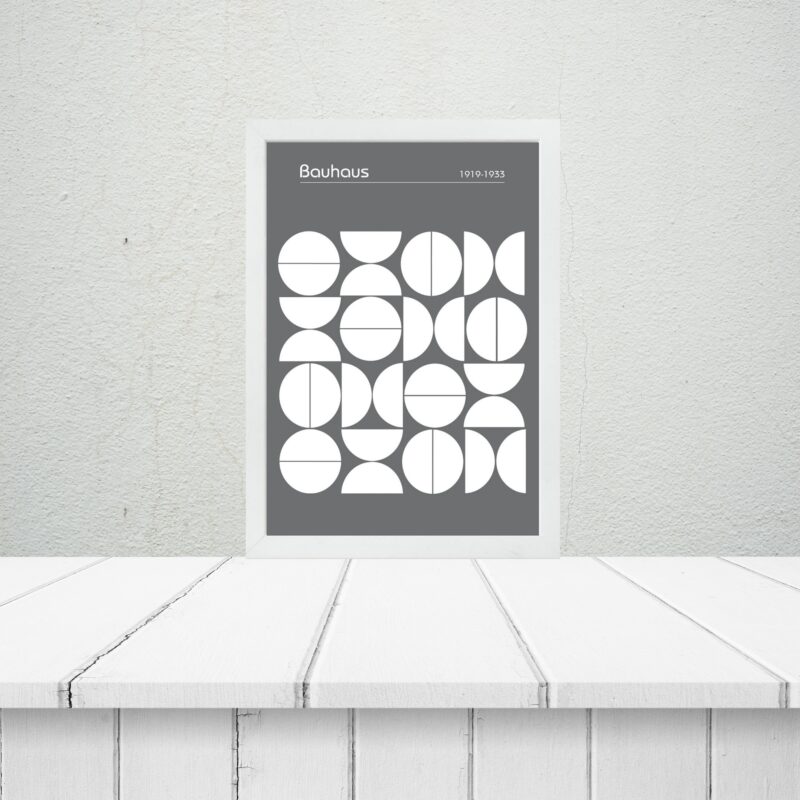 Quadro Bauhaus Grey Modern Poster - Upset Circles
