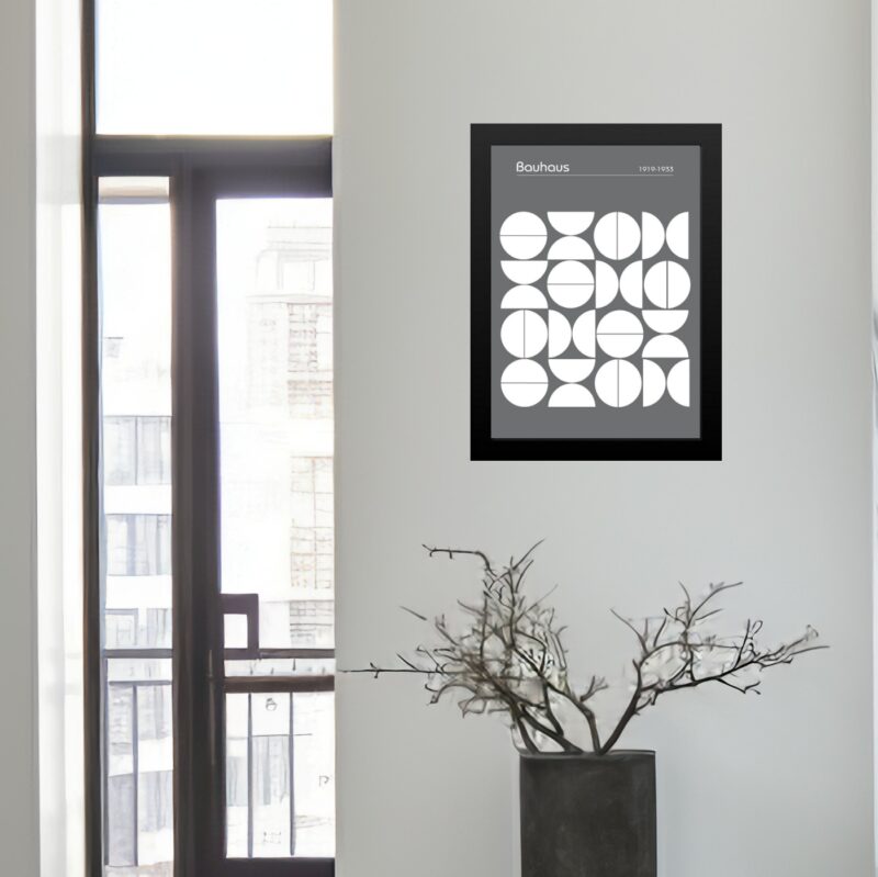 Quadro Bauhaus Grey Modern Poster - Upset Circles