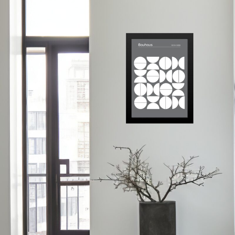 Quadro Bauhaus Grey Modern Poster - Upset Circles