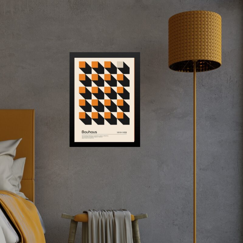 Quadro Bauhaus Laranja - Cubos