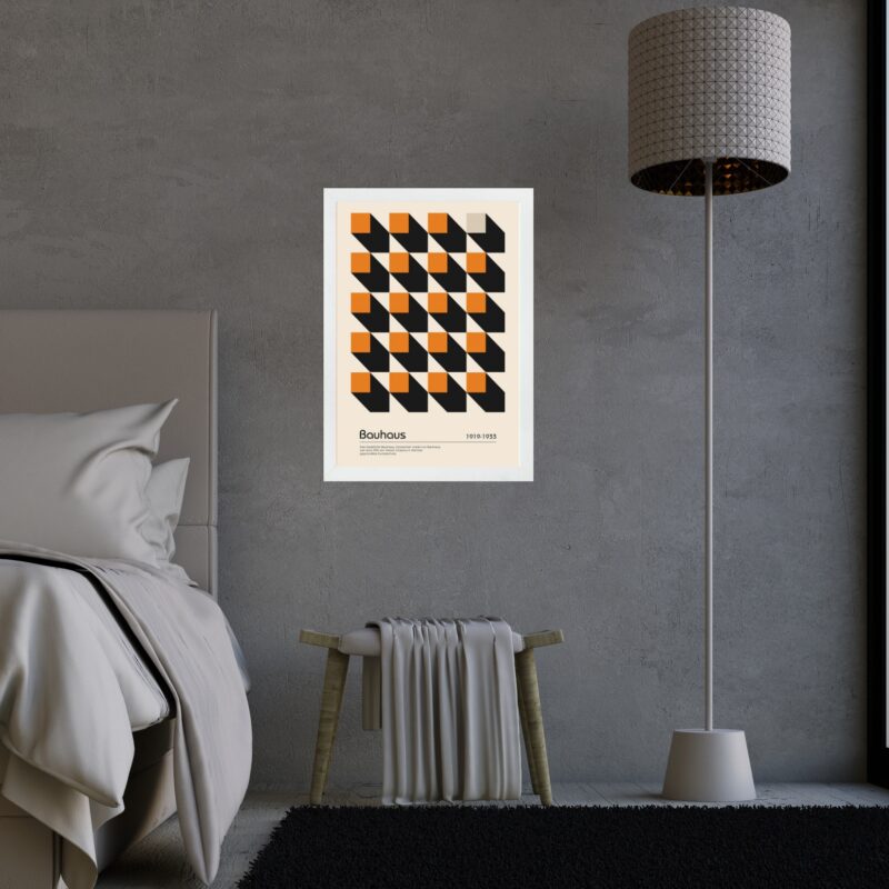 Quadro Bauhaus Laranja - Cubos