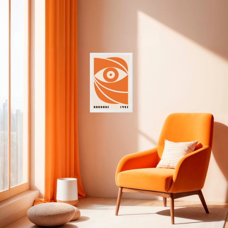 Quadro Bauhaus Laranja e Preto - Bauhaus Eye